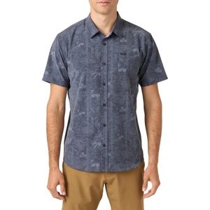 O'Neill Men's Charcoal‎ Floral Hawaiian Button Down Shirt Size Large